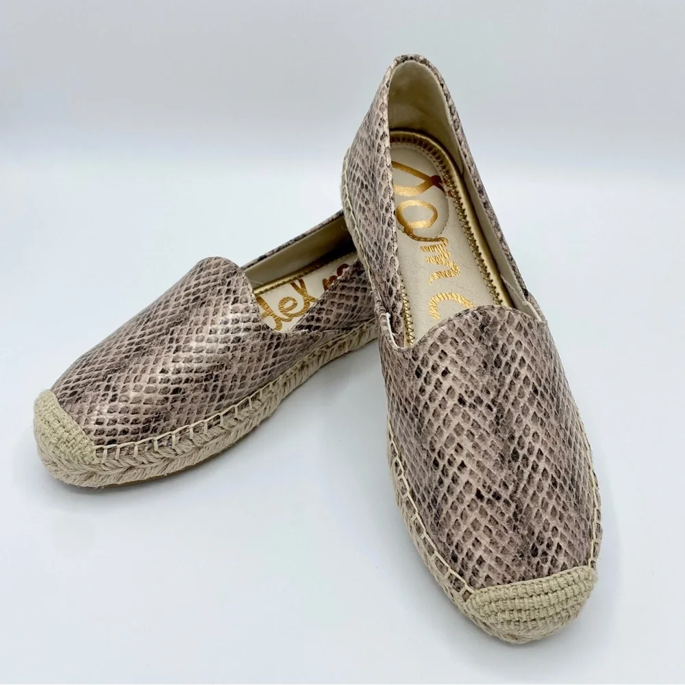 Sam Edelman Sesame Embossed Leather Kesia Espadrille Flat Size 6